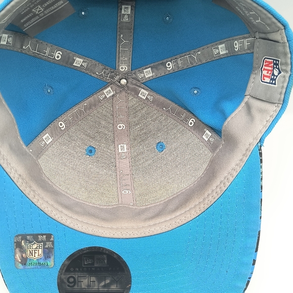 New Era Carolina Panthers Flat Bill Hat Fifty Nine Fifty Adjustable Snap Back - Picture 6 of 7